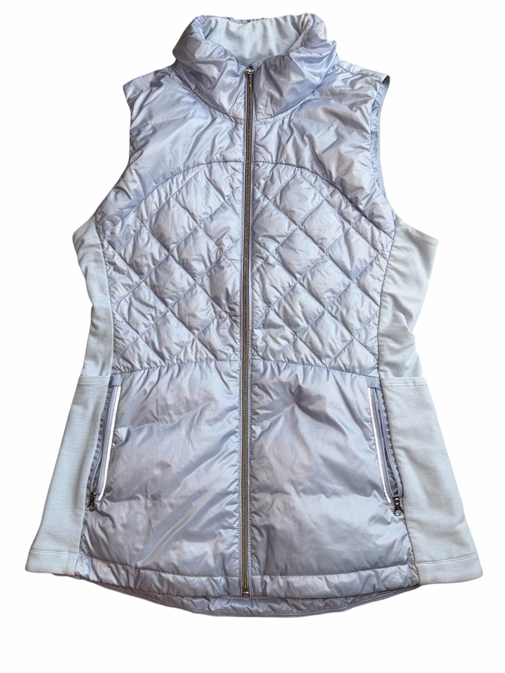 Lululemon Down For A Run Goose Down Vest Cool Breeze Blue Silver Puffer Size 8